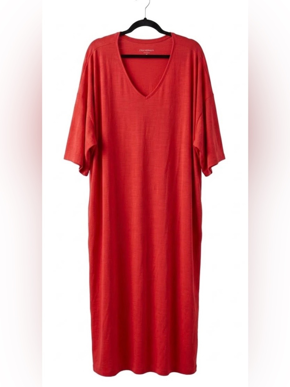 Stan Herman Vibrant Red V-Neck Midi Caftan 3X
